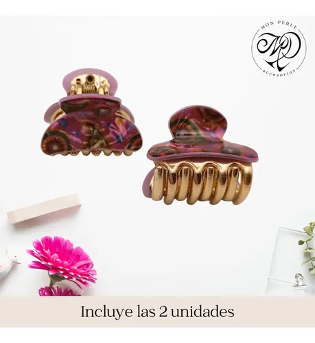 Broches Pelo Hebillas Ganchos Clips Colores Por Par Color Rosa Oscuro