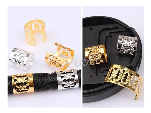 48 Anillos Cuffs Adornos Para Trenzas Rastas Plateado Dorado