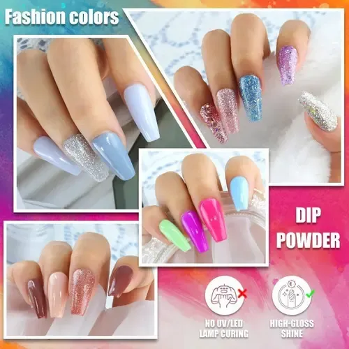 Set De Polvos Para Uñas, Kit De Dipping En Tonos Morados