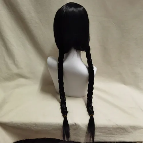 Película De Pelo Sintético De Long Wednesday Addams, Cosplay