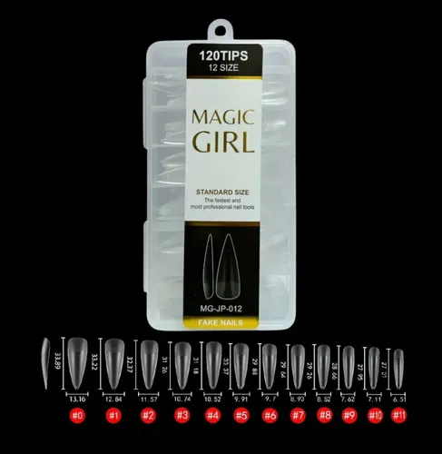 Tips Soft Gel Press On Caja X120u Stilleto Medianas Prelimad