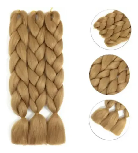 Kanekalon Extension Pelo Termico Trenza Africana 60cm Lfme Rubio Dorado Ceniza 27