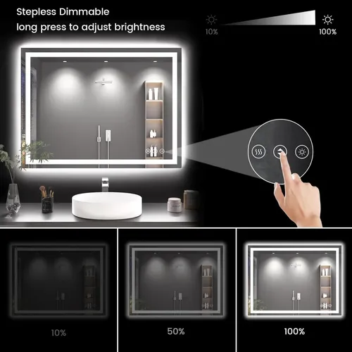 Espejo De Baño Led Rpoesx 40×30 Cm Retroiluminado Y Iluminad