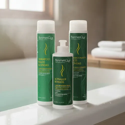 Kit Rulos Ondas Shampoo Acondicionador Activador Bonmetique