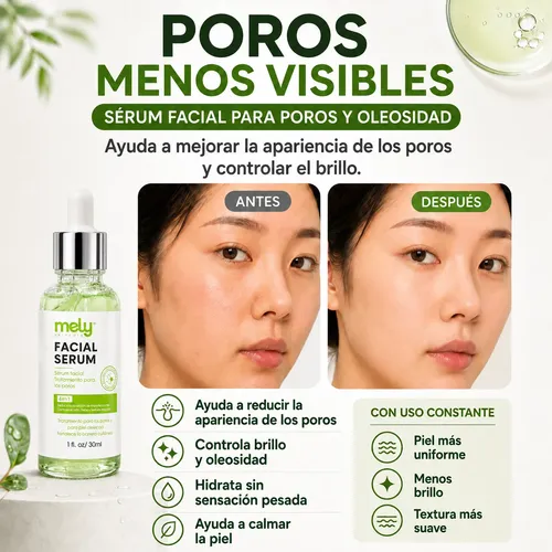 Serum Facial Mely Para Poros Hamamelis Té Verde 30ml