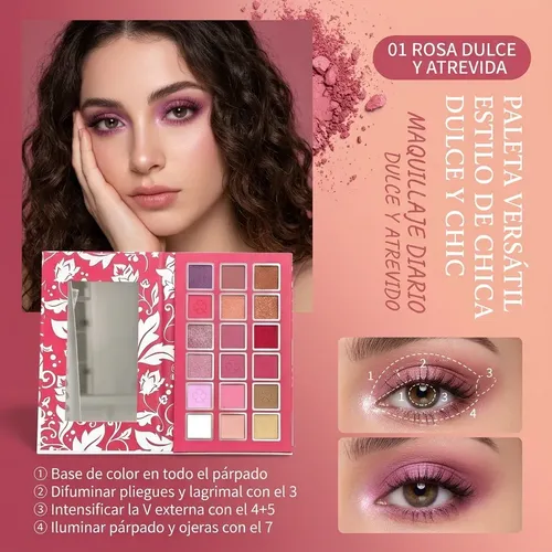 Sombras Para Ojos Paleta 18 Colores Rosa Fucsia Maquillaje