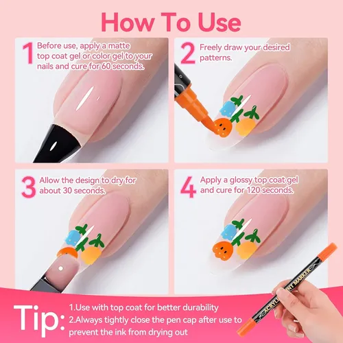 Set 24 Colores Marcadores Para Uñas Secado Rápido Diy
