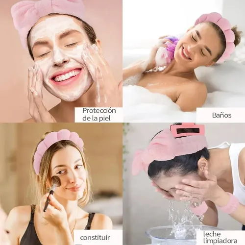 5 Diademas De Pelo Y Muñequeras Horquilla Maquillaje Spa N