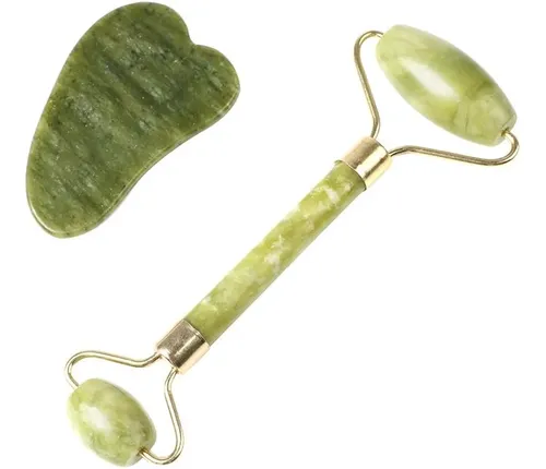 Guasha Facial Con Rodillo De Jade Natural Conjunto De