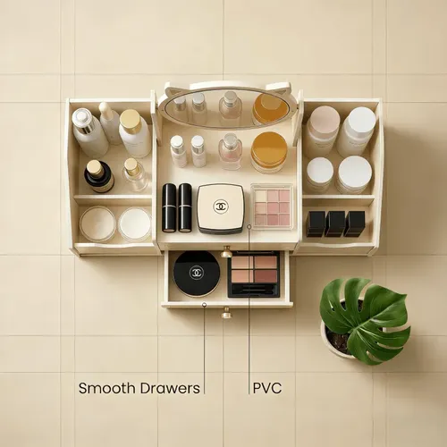 Caja De Almacenamiento De Cosméticos Con Espejo Con Cabeza D