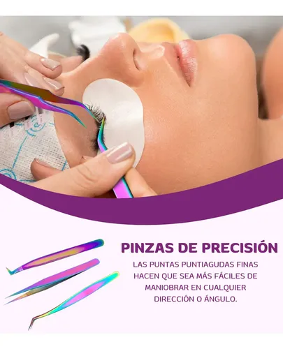 Kit X3 Pinzas Para Extensiones Pestañas Pelo A Pelo Vol Ruso