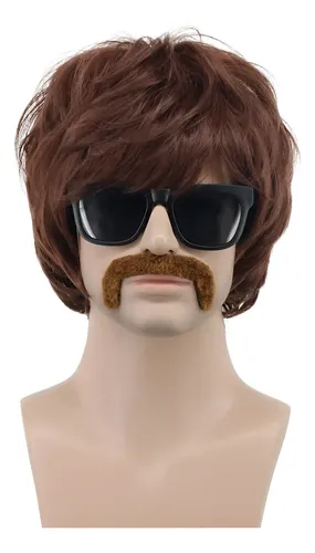 Peluca Disco Para Hombres Vgbeaty Marrón Con Bigote 22.86