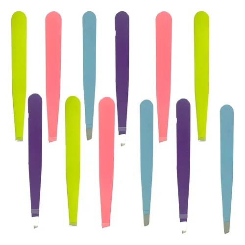 Pack Pinzas Depilar Cejas Profesional Color Liso X12 U