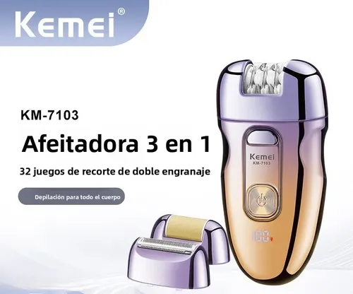 Depiladora Eléctrica Kemei 4 En 1 Led Recargable Usb