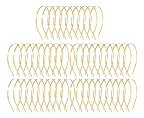 Diadema De Metal Con Base En Blanco, Flexible, Lisa, Oro