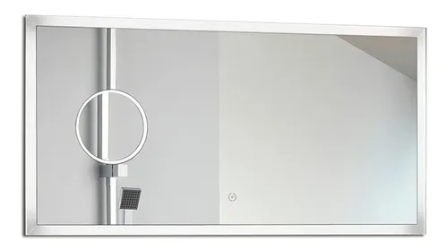 Espejo Tionesta 100×50 Cm Led Desempañador Reloj Aumento Gris