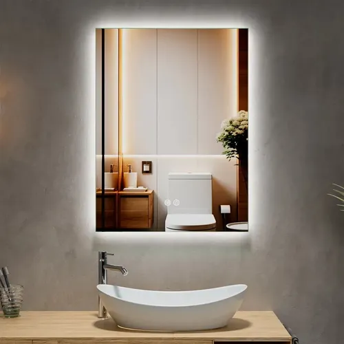 Espejo de Baño LED Táctil Desempañante 60x80cm con Luz Regulable
