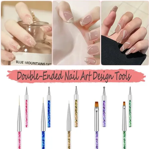 Aibee Set Pinceles Nail Art Doble Punta 5 Piezas