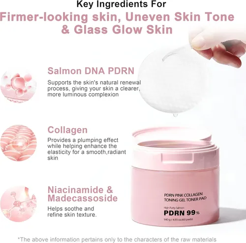 Pads Tónico Facial Pdrn Salmón Colágeno Hidratante 60p