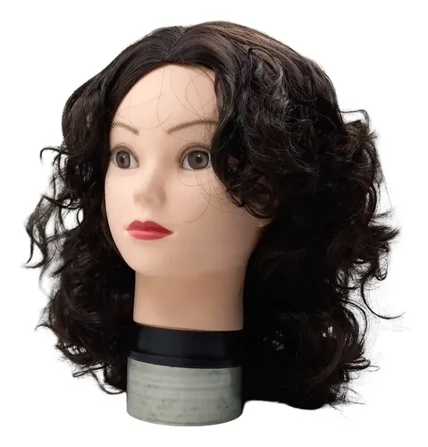 Peluca 40cm Con Flequillo Simil Natural Ondulada