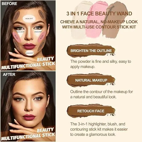 Lezero Kit Contorno Rostro Iluminador Rubor Bronzer Paleta
