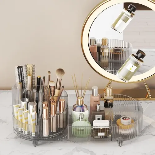 Organizador De Maquillaje Giratorio 360 Cosméticos Plástico Transparente