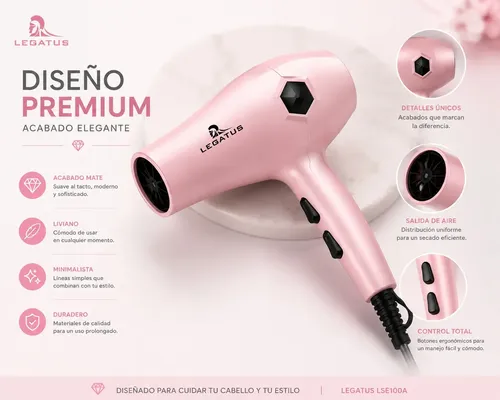 Secador De Cabello 600w Compacto Con Aire Frío Y Calor