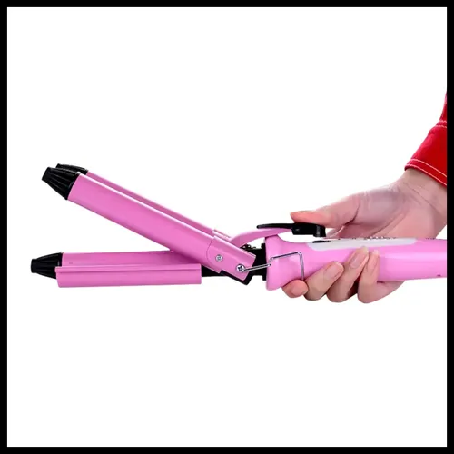 Buclera Rizador Pelo Dinax Triple Cerámica Barril Rosa 2.5cm