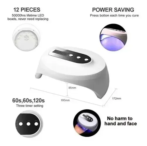 Lampara Uv Led Para Uñas 2 In 1 36w Esculpidas Gel Manicuria