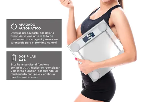 Balanza Digital Gadnic Vidrio Templado 180 kg Precision 100 g Pantalla LCD 300 x 300 mm