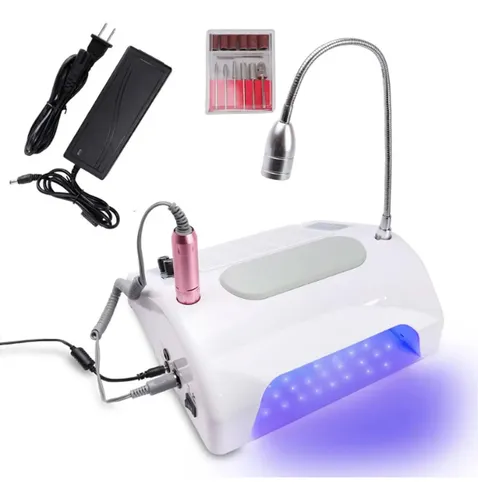 Cabina Uñas 5 En 1 Uv Led Para Secado Extractor Polvo Torno Color Blanco