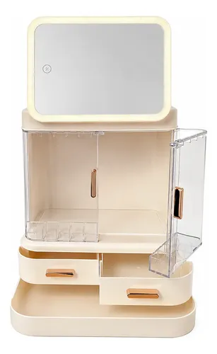Organizador Maquillaje Makeup Con Espejo Luz Led Cosméticos