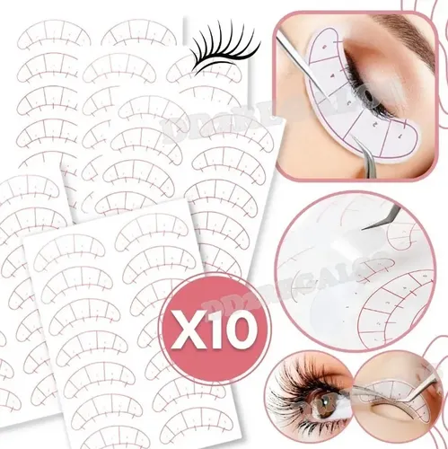 Pack X10 Planchas Parches Adhesivos Extensión De Pestañas
