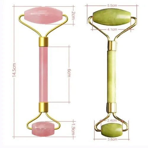 Masajeador Doble Rodillos Piedra Jade Facial Corporal