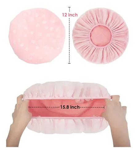 Auban Gorro De Ducha, Gorro De Ducha Para Mujer, Forro De Tela De Rizo Eva, Exterior, Reutilizable, Doble Capa, Impermeable, Gorro De Pelo De Baño Grande Para Todas Las Longitudes De Cabello (rosa)