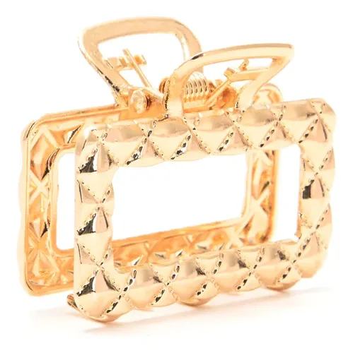 Broche Pinza De Pelo Metal Cuadriculado Rectangular 4cm