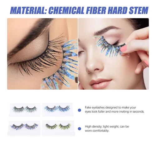 4pairs Vibrant Glitter Makeup Lashes For Full, Thick Look