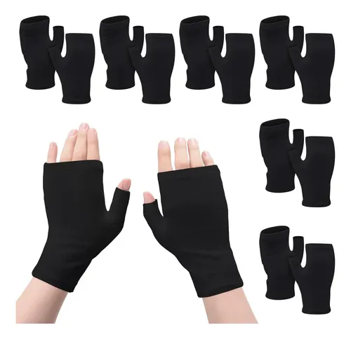 Guantes Sin Dedos Algodón Negro Hidratantes Para Eczema