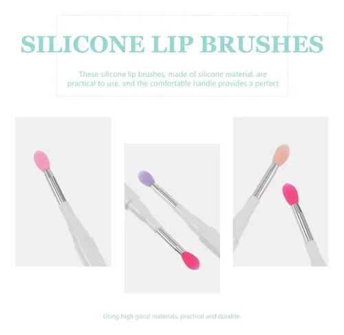 Brocha De Maquillaje Con Tapa De Silicona Para Labios, 10 Un