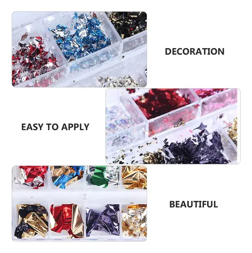 3 Cajas De Foil Para Uñas, Brillos Y Pegatinas Para Nail Art