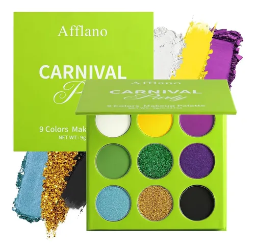Paleta De Sombras Mardi Gras 9 Colores Vegana, Resistente