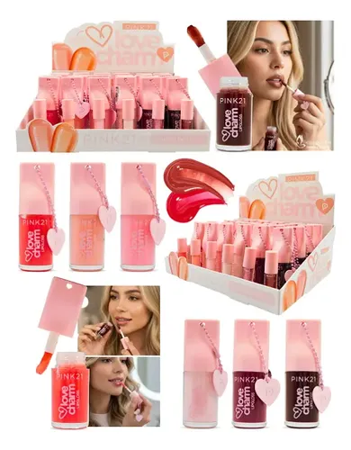 Lipgloss Labial Color Brillo C/ Llavero Love Charm Pink21