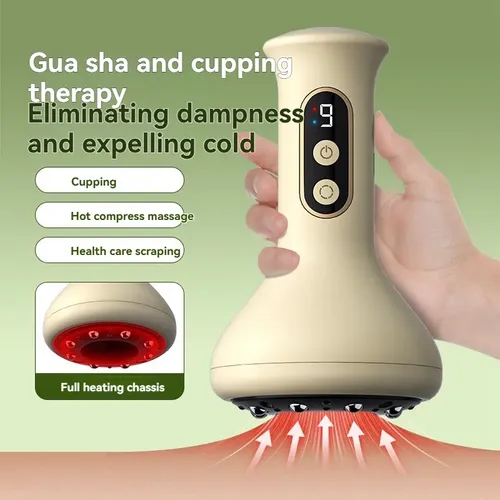 Masajeador Eléctrico Gua Sha Calor Vibración Luz Roja Cuello