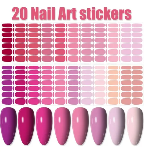 Tiras De Esmalte De Uñas Rosa Kit1 Pink Series 20 Hojas