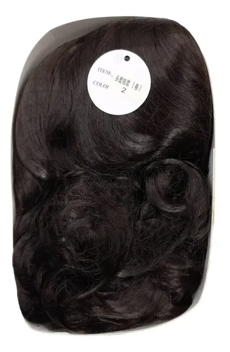 Peluca 40cm Con Flequillo Simil Natural Ondulada