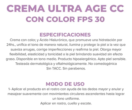 Dermaglós Ultra Age Cc Cream Fps30 Tono Medio X 50 G