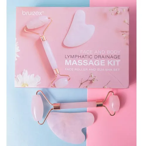 Set Masaje Linfático Facial Bruizex Con Rodillo De Jade Y