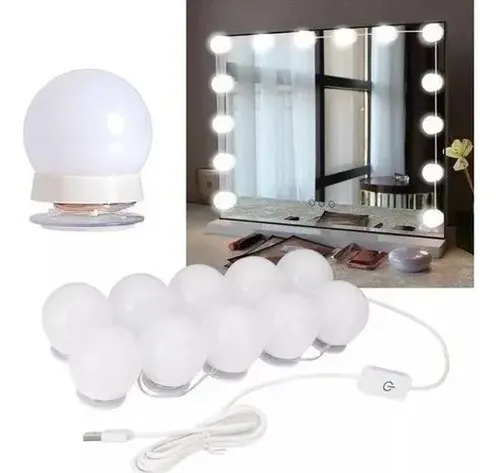 Kit 10 Luces Led Para Espejo Hollywood Maquillaje Makeup