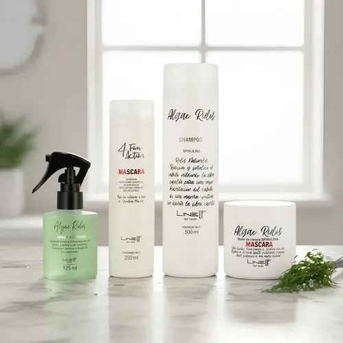 Formador E Hidratador De Rizos con Espirulina que hidrata y repara a la vez por su alto contenido proteico y aminoácidos (Único AMC aceptado en la línea) en Spray, Producto Profesional, 125Mls Line Up