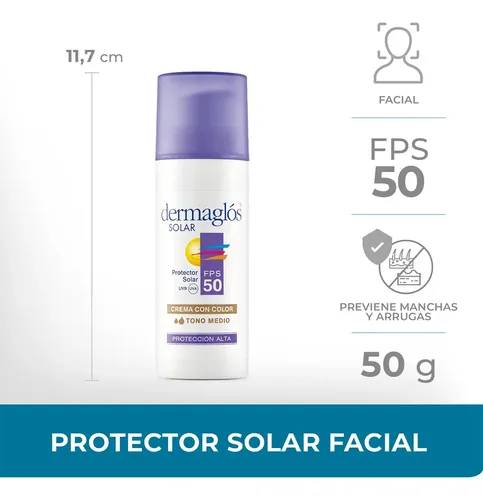 Dermaglós Protector Solar Fps 50 Color Tono Medio Crema X50g